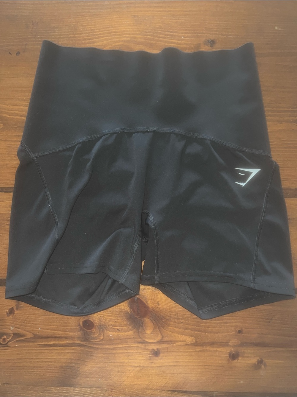 Gymshark Black High-Waist Workout Shorts with Reflective Logo